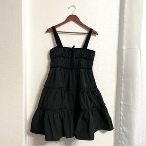 Anthropologie Hunter Bell Womens Dress Black Mini Tiered Velvet Trim Size XL
